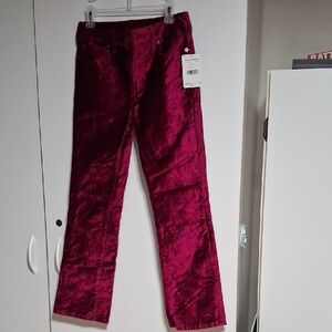free people brand Kids Velvet Straight-Leg Pants in Deep Magenta, NEW with tag